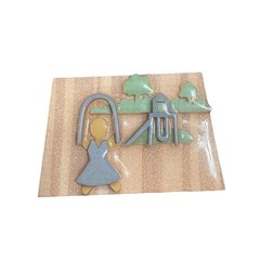 Lucinda Vintage Pin Playground Scene Jumping Rope Slide Swing Set Art Brooch