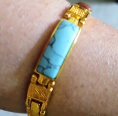 Unique, rare vintage stones bracelet for women with Chinese good luck messages