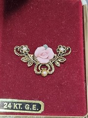 Vintage Princess Brand Rose Bud Brooch 24 KT GE Pin Victorian Style Jewelry