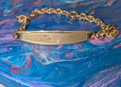 Vintage Gold Tone Spiedel Id Bracelet AMY Signed.