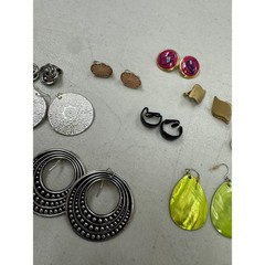 Vintage Estate Gold Silver Tone Enamel Hoop Stud Dangle Drop Earrings Lot of 41