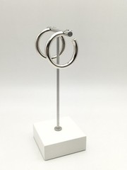 Vintage Sterling Silver 5mm 1.25” Classic Hoop Earrings Marked 925 8.8g #20