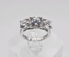 Prime Art & Jewel PAJ Sterling Silver 3.00ct CZ Trilogy Ring Size 5.5