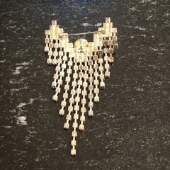Antique Dramatic Rhinestone Brooch Cascading Fringe Rivoli Center Stone art deco