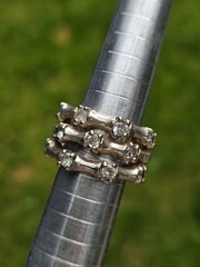 Vintage Sterling Silver Bamboo Ring Stacked 925 Size 7 IVY Thick Multi Band Mens