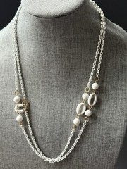 Vintage Acrylic Link Layered Necklace White Statement Minimalist Capsule Career