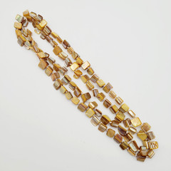 Warm Brown Beige Tone MOP Abalone Tri Tip Nugget NO CLASP Vintage Necklace 36 in