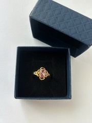 Vintage Pink Cubic Zirconia Ring Gold Plated Womens Size 6.5