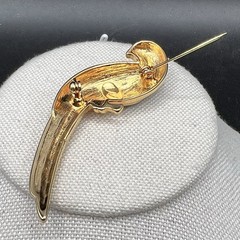 Vintage Bird Brooch Parrot Animal Pin GoldTone Modernist