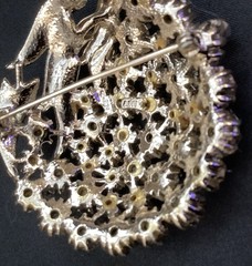 ART (C) Arthur Pepper Mode Art Brooch & Earring Set AB Rhinestone Pink Enamel