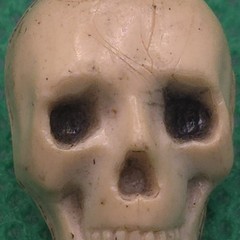 Antique Victorian Celluloid Skull Charm Mourning Pendant Memento Mori 1″