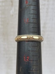 Antique 14K Yellow & White Gold KEEPSAKE 5mm Floral Wedding Band Ring Size 10.75