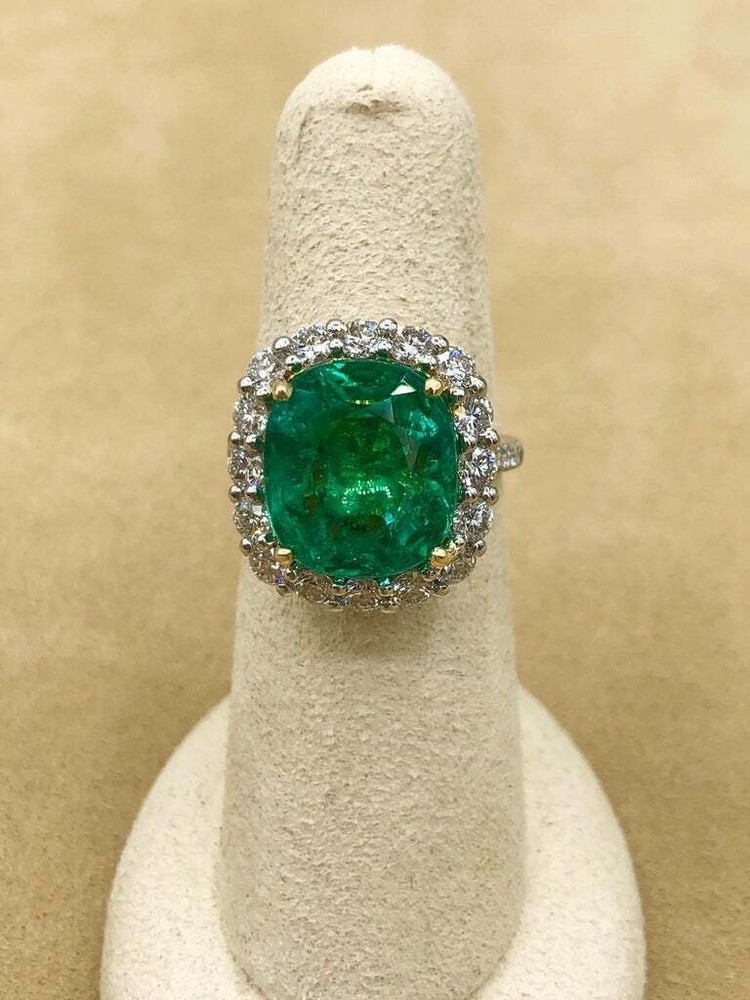 Antique Art Deco 5.30 Ct Natural Emerald Vintage Wedding Ring 14K White Gold FN