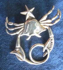 Margot de Taxco Sterling Zodiac Cancer The Crab Brooch 5232