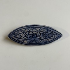 Vintage Indian Blue Carved Cartilage Brooch