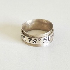 Vintage 925 Sterling Silver SUN SAN Signed Coordinates Spinner Band Ring Size 8
