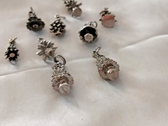 Vintage Lot of 9 Christmas Tree Pendants Charms 2 Sterling