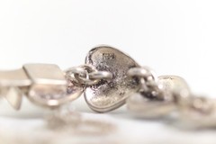 Art Deco 925 Sterling Silver Ladies Bracelet Heart Markasite, 18.5 cm