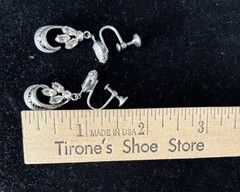 Espo Vintage Sterling Silver Flex 9mm Rhinestone Screw On Earrings 4.7 Grams