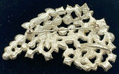 Vintage Rhinestone Brooch Leaf Nature Design RADIANT! Large 2 1/2 inches Long!