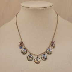 Antique Vintage Dutch Necklace Enamel Copper Charms Souvenir HollandNetherlands