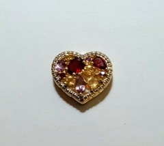 VTG thai FAS Signed 925 Slider Heart Pendant With Multi colored Gemstones