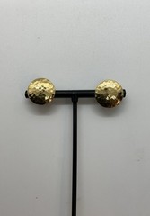 Vintage Hammered Goldtone Round Classy Career Pierced Earrings