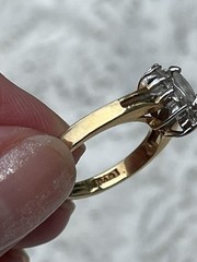 VINTAGE Marquise Cluster Ring Gold Art Glass Halo Engagement Ring – SIZE 5.25