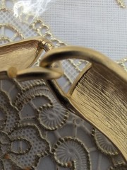 Anne Klein Collar Necklace & Earrings Satin Brushed Gold Tone Chunky Runway Read