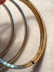 2 MONET Signed bracelets gold tone metal bangle 1 12k GF Marathon hinged TX311