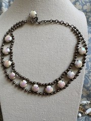 Vintage De Luxe NYC A’Dam Opalescent Glass Carbochon Choker Necklace Indie