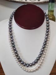 Vintage 14k White Gold Peacock Pearl & Sterling Silver Pearl Necklaces See Video