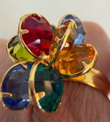 Vintage Cluster Ring Multi-Color Gold Tone
