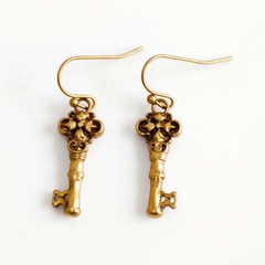 New Patricia Nash Key Drop Earrings Gift Vintage Women Party Holiday Jewelry