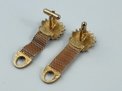 Vtg Gold Mesh Cufflinks Medusa Head Style Mythical Face Statement Gold Tone
