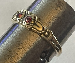 Antique Gold Filled Baby Band Ring TINY Size 0.5 Red Stones PROJECT 🌺🌺