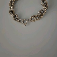 Vintage Silver Tone Double Link Charm Bracelet Chain 6.5″ Clasp Starter