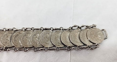 Vintage Mexican 1974 20 Centavos 1979 10 Centavos Coin Bracelet 7”