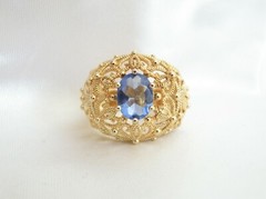 Ross Simons Sterling Silver 925 Gold on Simulated Tanzanite Filigree Ring Size 6