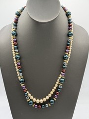 Vtg Lot Of 2 Necklace Marvella Simulated Pearl Beads Goldtone Melon Spacers READ