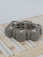 Antique Rajasthan Tribal Sterling Silver Granulated Bracelet 290g Handmade 6.75