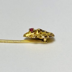 Antique 10K Yellow Gold Lion Head 2.25″ Hat Stick Pin 1.52g