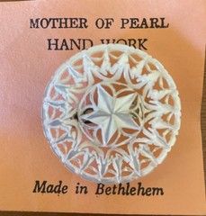 Vintage Hand Made Mother of Pearl Star of Bethlehem Brooch Pin 1991 Free Ship