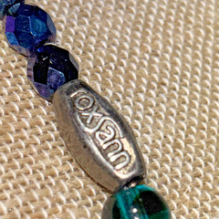 Roxsann Silver tone Blue Crystal, Enamel Bead Statement Necklace Tassel Boho 20”