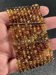 Vintage 2” Stretch Bracelet Brown & Yellow Lucite Beads