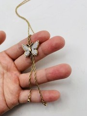 Vintage 1979 Avon Butterfly 17” Silver & Gold Tone Lariat Dangle Style Necklace