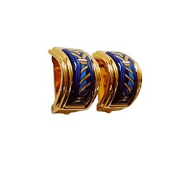 Hermès Cloisonné Enamel Womens Gold-Tone Luxury Fashion Clip On Earrings