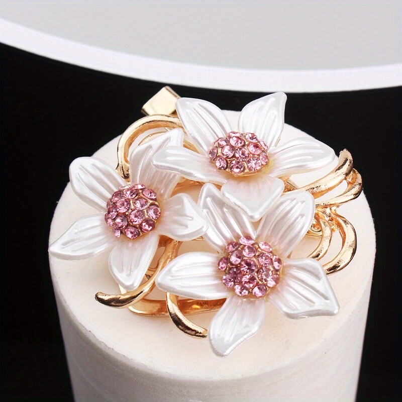 Retro Design Dripping Oil Studded Camellia Dual-purpose Silk Scarf Buckle Brooch