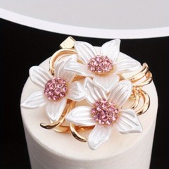 Retro Design Dripping Oil Studded Camellia Dual-purpose Silk Scarf Buckle Brooch