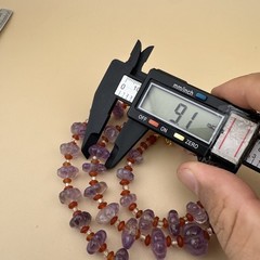Vintage Hand Carved Amethyst Melon Bead Necklace